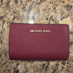 Michael Kors Burgundy Wallet with Gold Logo